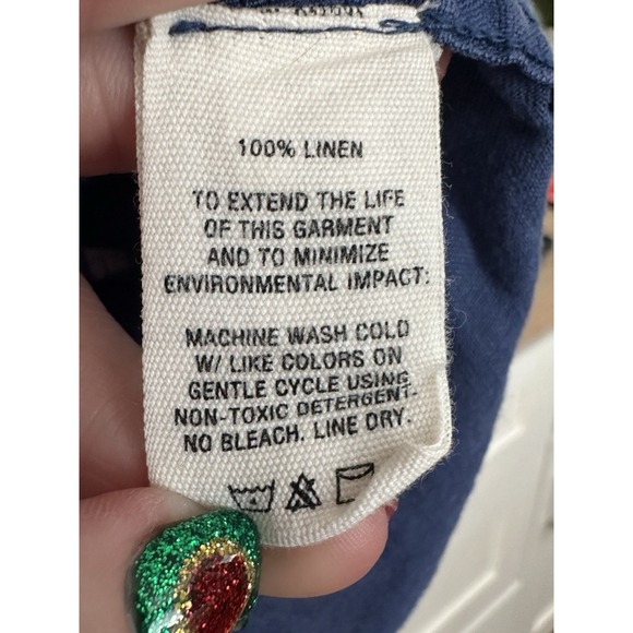 Alex Mill 100% Linen Shirt Men's XL Navy Blue Short‎ Sleeve Button Down #FF8-6 - Picture 3 of 10